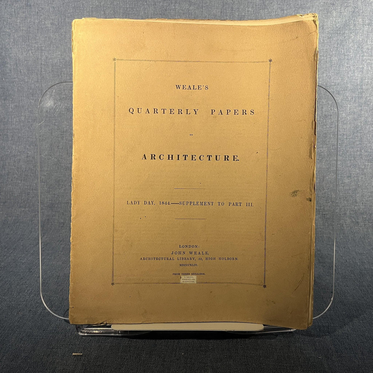 (3 Vols) Weale's Quarterly Papers on Architecure