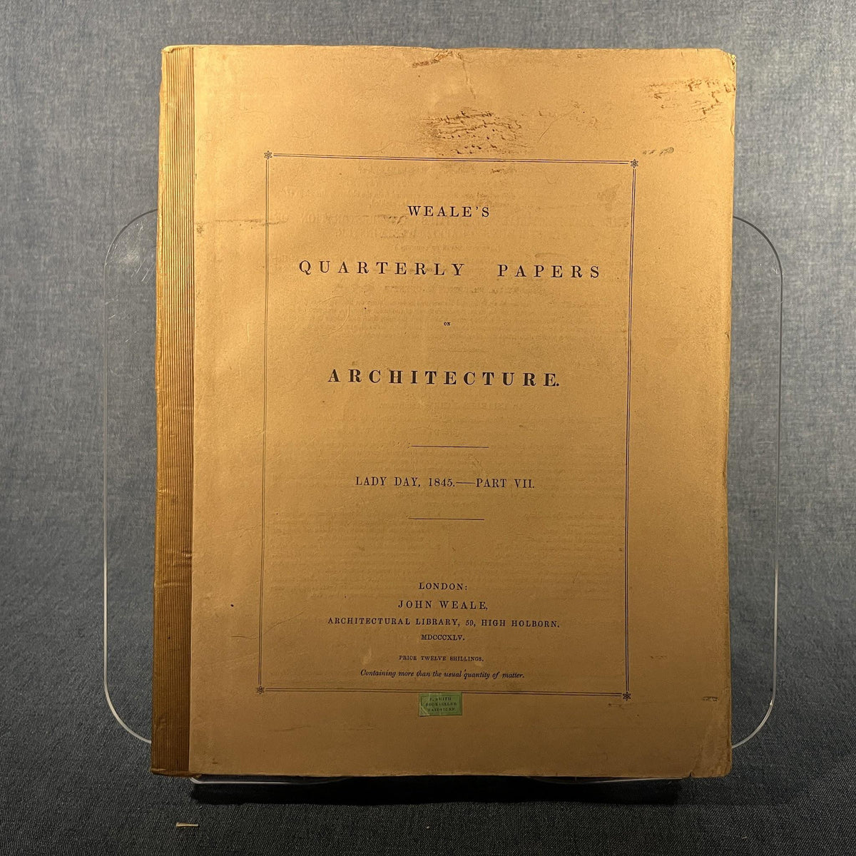 (3 Vols) Weale's Quarterly Papers on Architecure